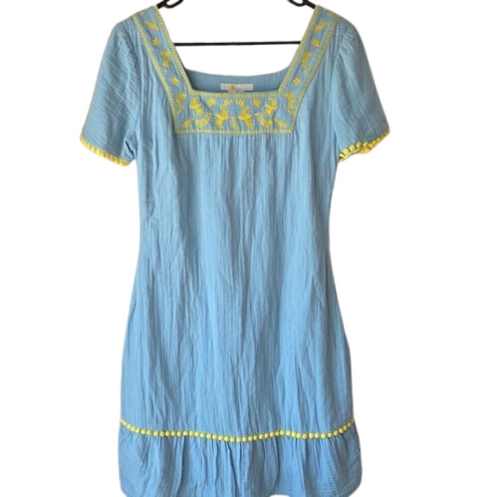BODEN Mini Dress Size 2 Bernadette Embroidered Light Blue $119 - Picture 2 of 11